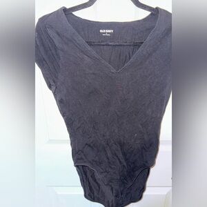 Old Navy Black V-Neck Short Sleeve Bodysuit
